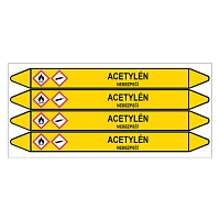 Značení potrubí, acetylén,4 ks, 250 × 26 mm